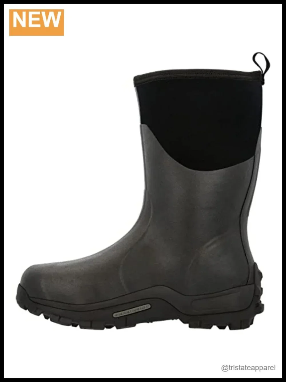 Men's Mid-Calf Rubber Pull-On Rain Boots with Memory Foam